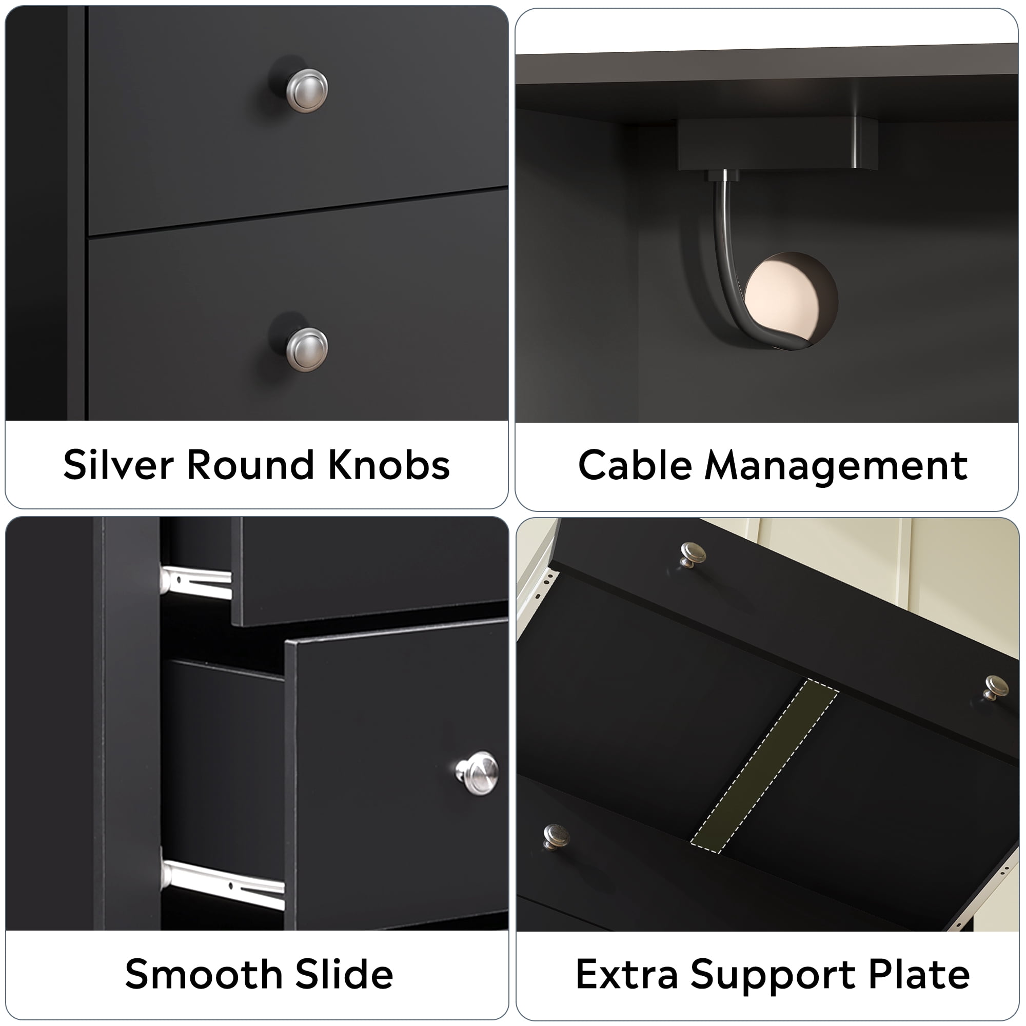 GALAXHERO 4 Drawers Dresser for Bedroom, Tall Black Dressers with  LED Open Shelf, Modern Chest of Drawers with Charging Station, Wood Closet Clothes Organizer Storage Cabinet