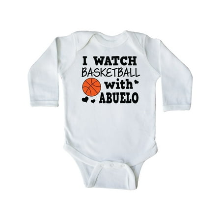 

Inktastic I Watch Basketball with Abuelo Gift Baby Boy Long Sleeve Bodysuit