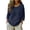 Navy, variant on Women's 3/4 Sleeve Crew Neck Linen Blouse, Loose Casual Daily Wear Summer Breathable Tops Navy L