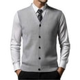thumbnail image 4 of JTieacloth Tops for Men Loose Fit plus Size Male Autumn And Winter Buckle Sweater Vest Vest V Neck Pure Color Wool Collarless Shirt Combined Body Type Non Hooded Vest Sweater Vest, 4 of 4