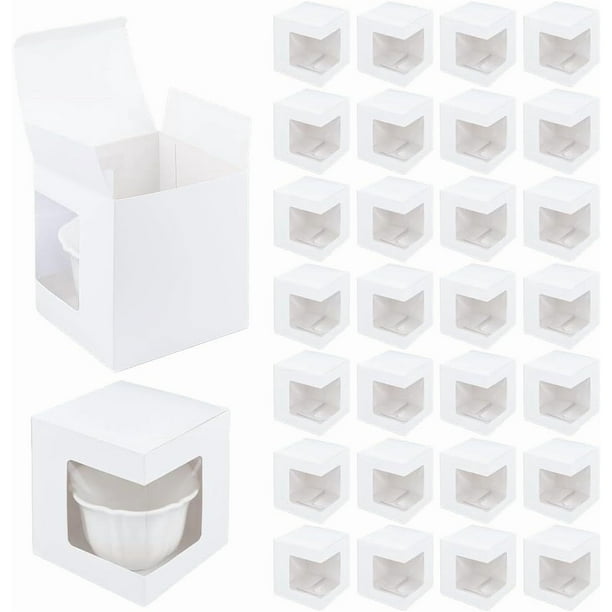 36 cajas para tazas de regalo, cajas blancas para tazas de café, cajas transparentes para vasos de vino, cajas de regalo sin envolver de 11 oz, 12 oz y 15 oz.