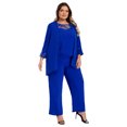 thumbnail image 5 of iiniim Womens Elegant Wedding Guest Pants Suit 3 Piece Set Formal Chiffon Lace Evening Party Outfit Size S-5XL A Blue 5XL, 5 of 7
