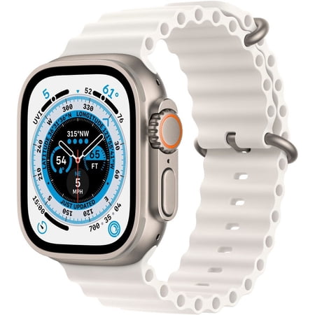 Restored Apple Watch Ultra (GPS + LTE) 49MM Titanium Case with White Ocean Band (Refurbished)