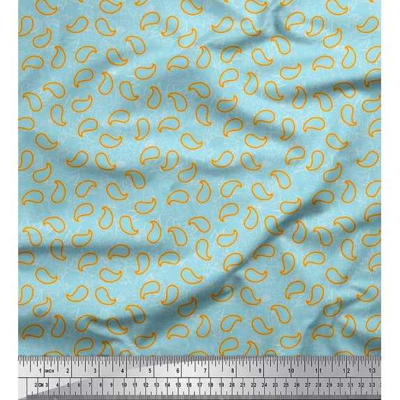 Soimoi Viscose Chiffon Fabric Leaves,Floral & Paisley Shirting Print Fabric by Yard 42 Inch Wide