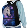 thumbnail image 4 of Pzuqiu Galaxy Rose Horse School Backpack for Teens Girls Stellar Galaxy Kids Travel Backpack Large Capacity Schoolbag 17 Inch Laptop Bag Book Bag Hiking Camping Shoulder Back Pack, 4 of 6