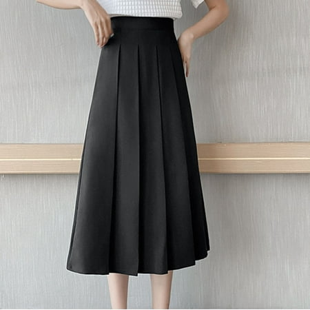 

YANHOO Fashion Women Pleated A-Line Skirt Anti-Burnout Solid High Waist Short Skirt for Women 2023