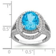 thumbnail image 2 of Solid 925 Sterling Silver Blue Topaz and Diamond Engagement Ring Size 5 (.324 cttw.), 2 of 3