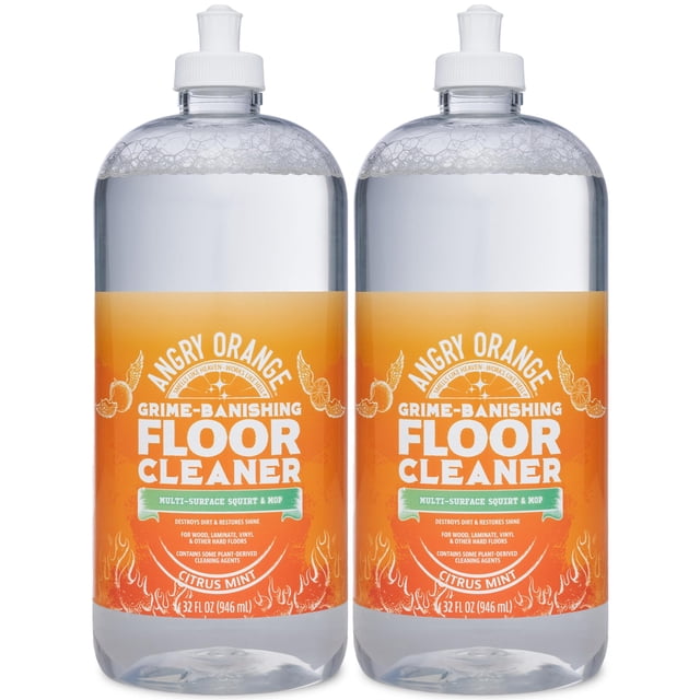Limpiador de pisos de madera dura ANGRY ORANGE Citrus Mint 960 ml (paquete de 2)