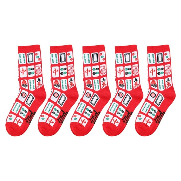 5x calcetines rojos de año Nuevo Chino calcetines de media pantorrilla moda adultos calcetines de algodón duraderos calcetines tobilleros para fútbol Yuyangstore Calcetines rojos
