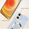 thumbnail image 2 of for iPhone 12 Case [Support for Magsafe] Butterfly Pattern Magnetic Plating Screen Protector Luxury Elegant Case Camera Protector Soft Shockproof Protective Corner Back Cover -Blue, 2 of 12