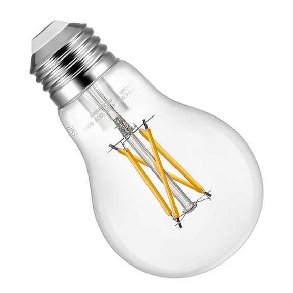 KFFKFF 6 Pack LED Edison Bulbs, A19 Vintage Style, 4.5W Dimmable, 450 Lumens, 2700K Warm White, E26 Base Filament Bulbs, Antique Glass Design for Home, Bedroom, Office, Farmhouse, CRI80 
