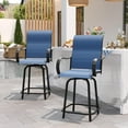 thumbnail image 2 of MRUAKA Patio Swivel Bar Stools Chair of 2, All Weather High Back and Armrest Patio Stools & Bar Chairs for Backyard, Lawn Garden, Balcony , Blue, 2 of 6