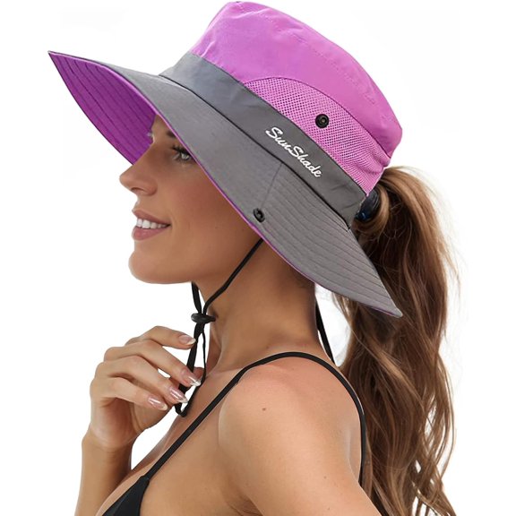 Sun Hats for Women Beach Hat Ponytail Hat Womens Sun Hat with UV Protection Wide Brim