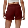 thumbnail image 4 of CheerKidz Summer Shorts for Women Casual Elastic Waist Drawstring Lightweight Beach Home Short Pants with Pockets(Wine,S), 4 of 7