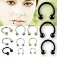 thumbnail image 2 of HOOUN 10PCS Stainless Steel Horseshoe Bar Lip Nose Septum Ear Ring Stud Piercing Se:yq-MultiColor-8mm, 2 of 9