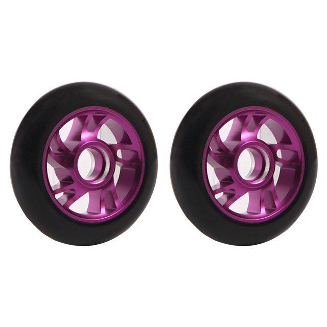 Eigraketly Ruedas de patinete de 2 piezas, 100mm, aluminio, 5 radios, bujes de monopatín, rodillo, piezas deportivas portátiles para exteriores, patinar Rosa roja Eigraketly OD021911-04