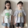 thumbnail image 4 of Camiseta de manga corta para niños de 1 a 10 años, camisetas de algodón de verano para niñas, camisetas holgadas con estampado de dinosaurio de dibujos animados, ropa para niños, 4 of 6