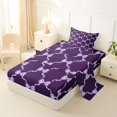 thumbnail image 2 of Manfei Lavender Satin Bow Dark Purple Twin Sheet Sets, Shiny Ribbon Bedding for Girls Women, 3pcs, 2 of 5