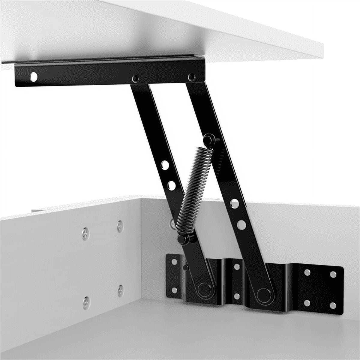 Renwick 39in Modern Wood Lift up Top Coffee Table with Storage Shelf, White