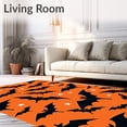 thumbnail image 2 of ODIKA 5'x7' Machine Washable Non-Slip Area Rug, Spooky Bat Festival Tree High Traffic Rug, Orange, 630844, 2 of 7