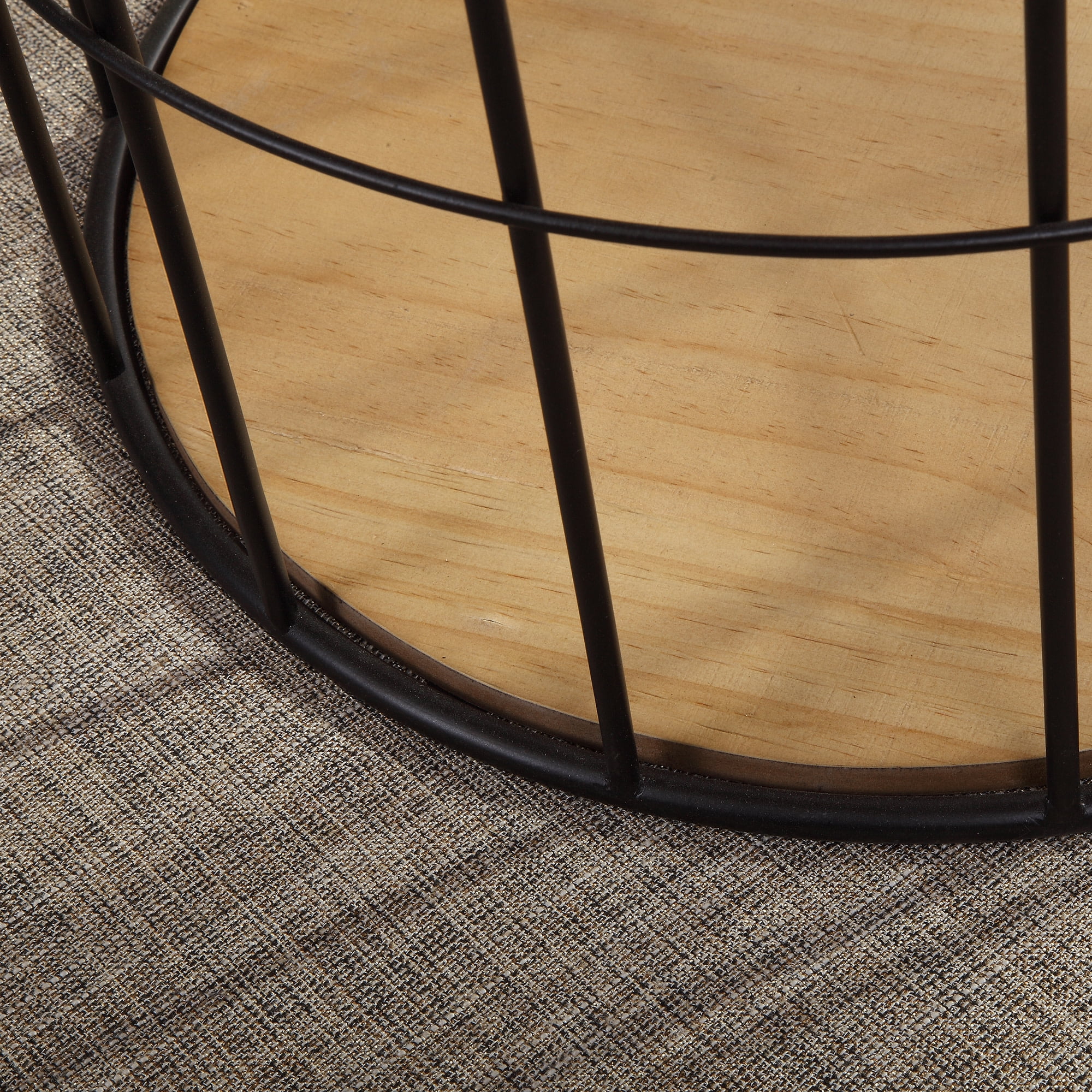 FirsTime & Co. Brown Arborfield Basket Storage End Table, Farmhouse, Rustic, Round, Metal, 19 x 19 x 24 in