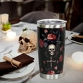thumbnail image 2 of 20 oz Goth Skull Rose Halloween Tumbler with Lid and Straw, Halloween Cups for Adults, Halloween Gift for Women and Girls, 2 of 6