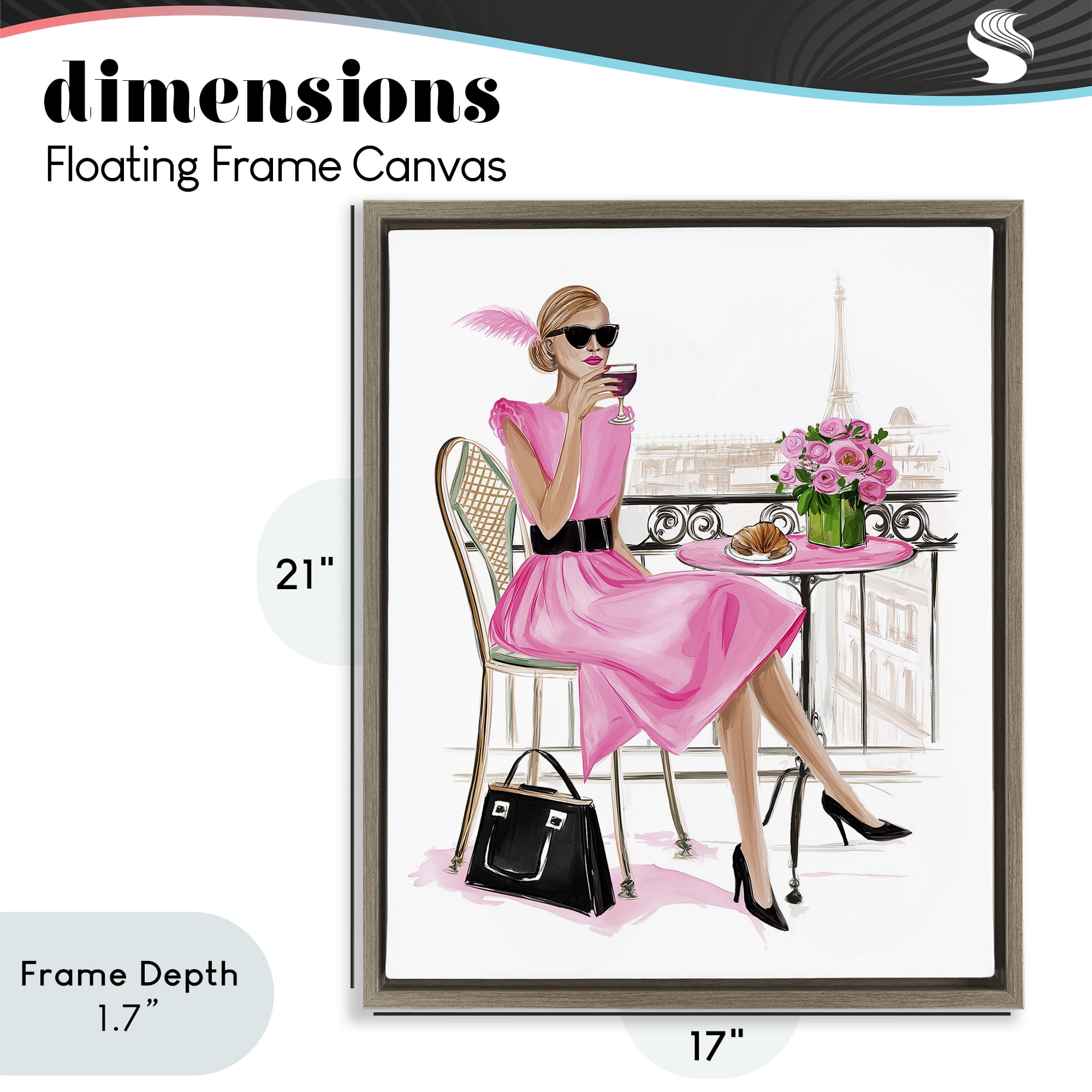 Stupell Industries Parisian Chic on Cafe Balcony Brown Framed Floater Canvas Wall Art, design by Jess Stempel