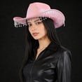 thumbnail image 1 of TEHAUX Sombrero Rosa De Cowboy Con Pedrería Iridiscente Y Detalles Para Fiesta Y Uso Diario, 1 of 6