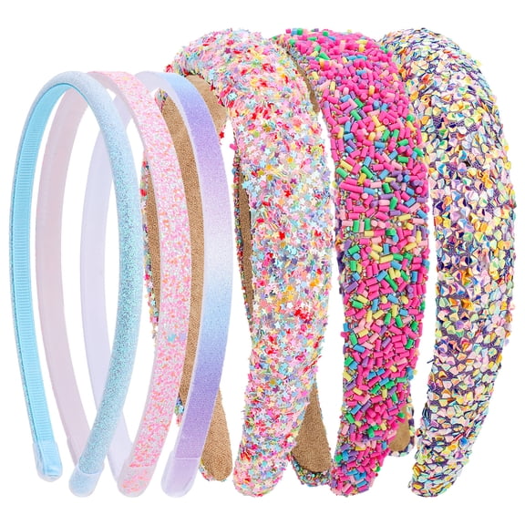 Abaima 6 Pcs Headbands for Girls, Sprinkle Padded Head Bands for Kids, Puffy Toddler Headbands, Little Girl Confetti Hair Band Accessory, Pink Candy Hairbands, Easter Basket Fillers Stocking Stuffers