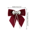 thumbnail image 2 of INSPIRE CHIC Women's Velvet Faux Pearl Rhinestone Bow Brooch for Retro Elegant Red One Size, 2 of 5