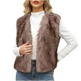 thumbnail image 2 of ClodeEU Women's Winter Warm Sleeveless Vest ,Cozy Short Loose Faux Fur Waistcoat Jacket Rose Gold,Womens Plus S, 2 of 6