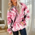 thumbnail image 4 of BiZtdJrK Womens Fall Hoodie Pullover Tie Dye Long Sleeve Casual Sweatshirts Drawstring Lightweight Loose Fit Hooded Shirts with Pocket Pink S, 4 of 8