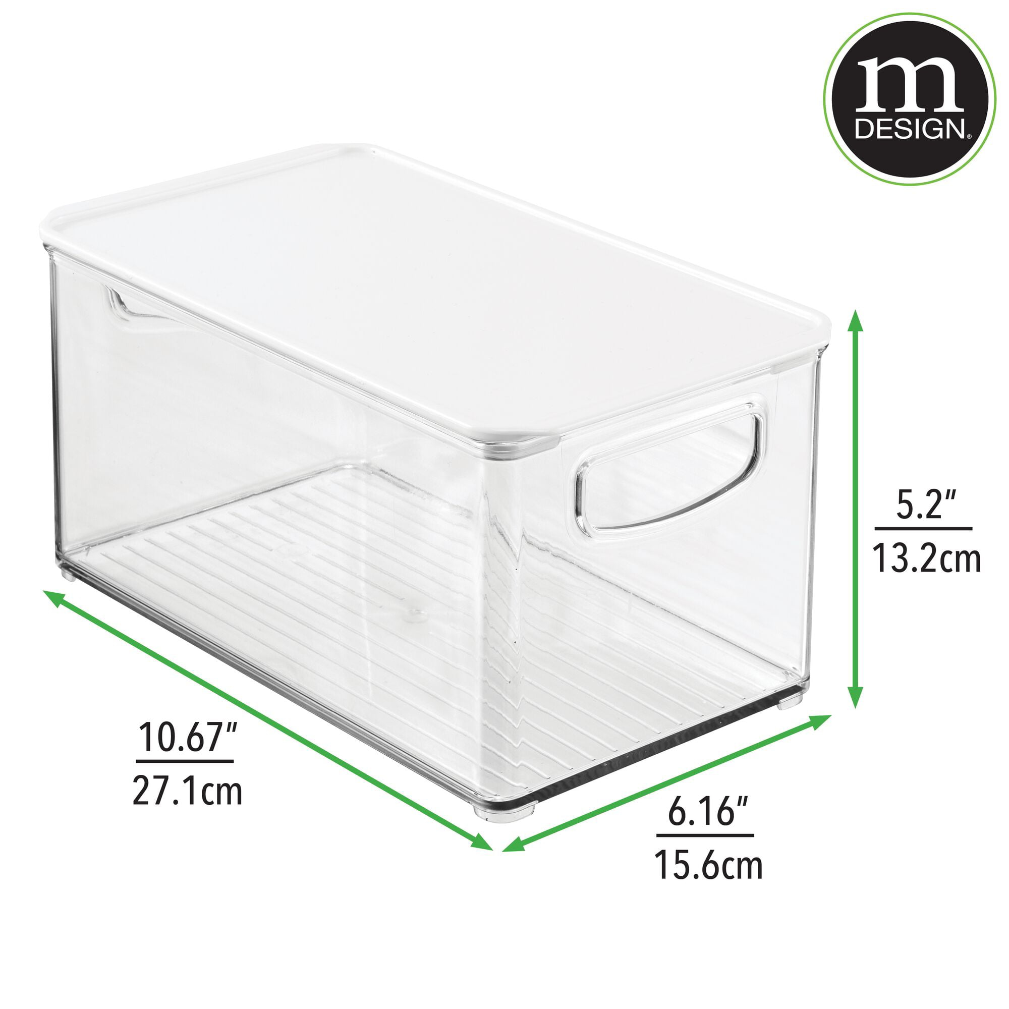 mDesign Plastic Bathroom Storage Bin with Handles - 16 x 6 x 6