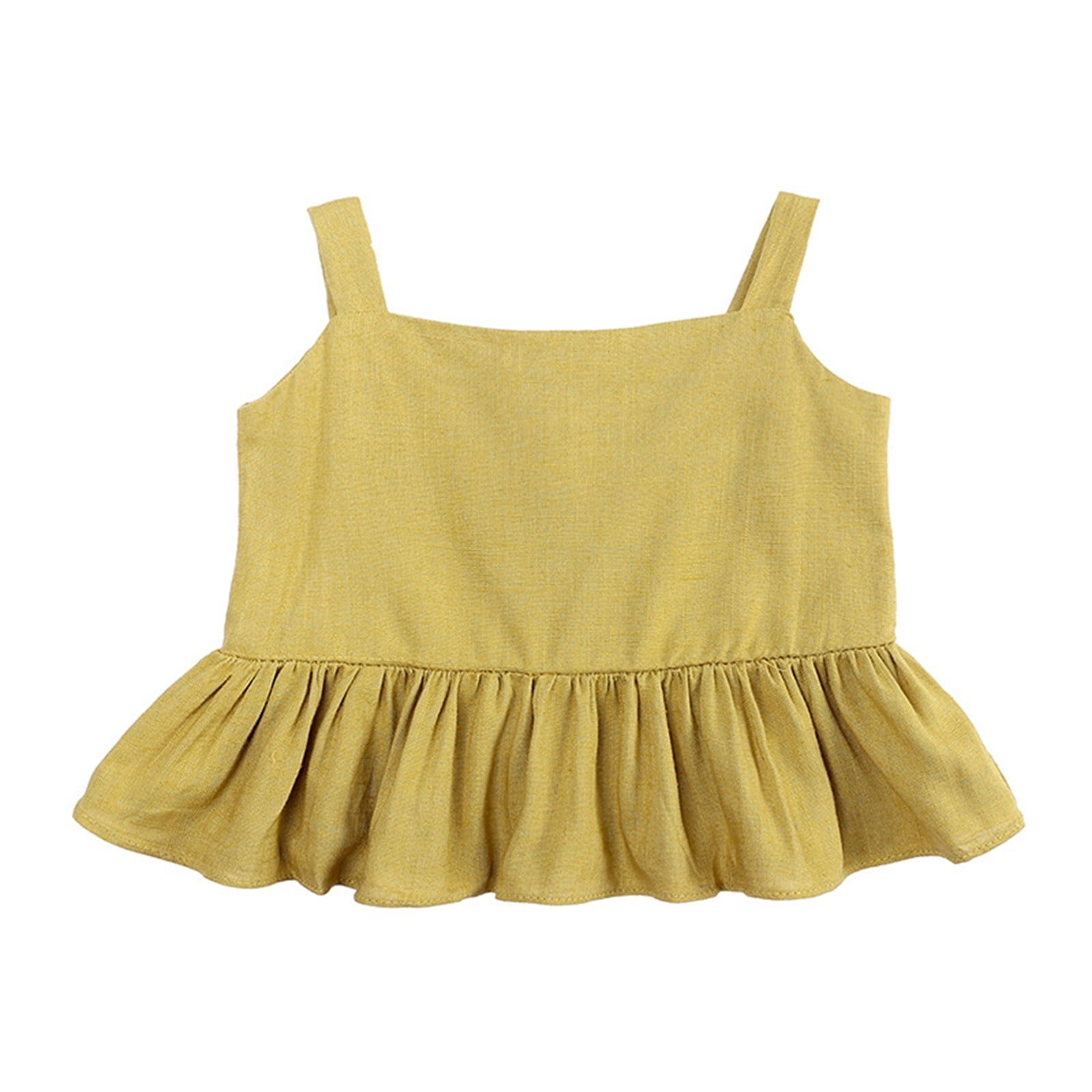 Cotton And Linen Baby Girls Summer Top Four Corner Ruffled Shorts Girls Two Baby Clothes