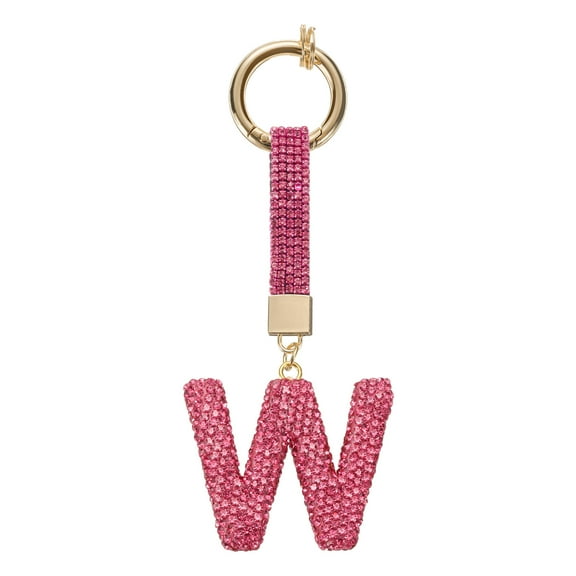 Uxcell Alphabet W Letter Charm Rhinestone Alphabet Charm for Jewelry Making, Rose Red