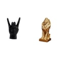 thumbnail image 1 of Estatua del gesto de la roca,Estatuas y figuras de dedos con gestos de música rock,Esculturas de resina con estantes modernos y creativos,Figura de león,Estante con estatua de león para, 1 of 8