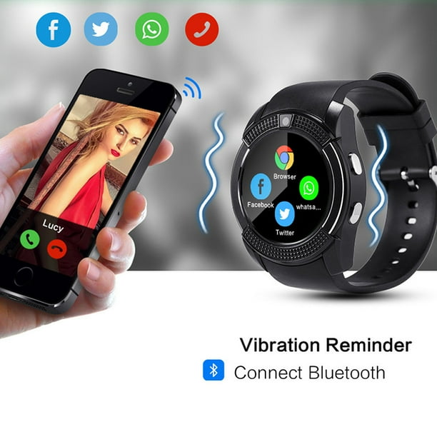 V8 Smart Watch Bluetooth Smartwatch Fitness Pedometer Support GSM SIM TF Card Sleep Tracker Step Counter for Android iOS Phones Walmart
