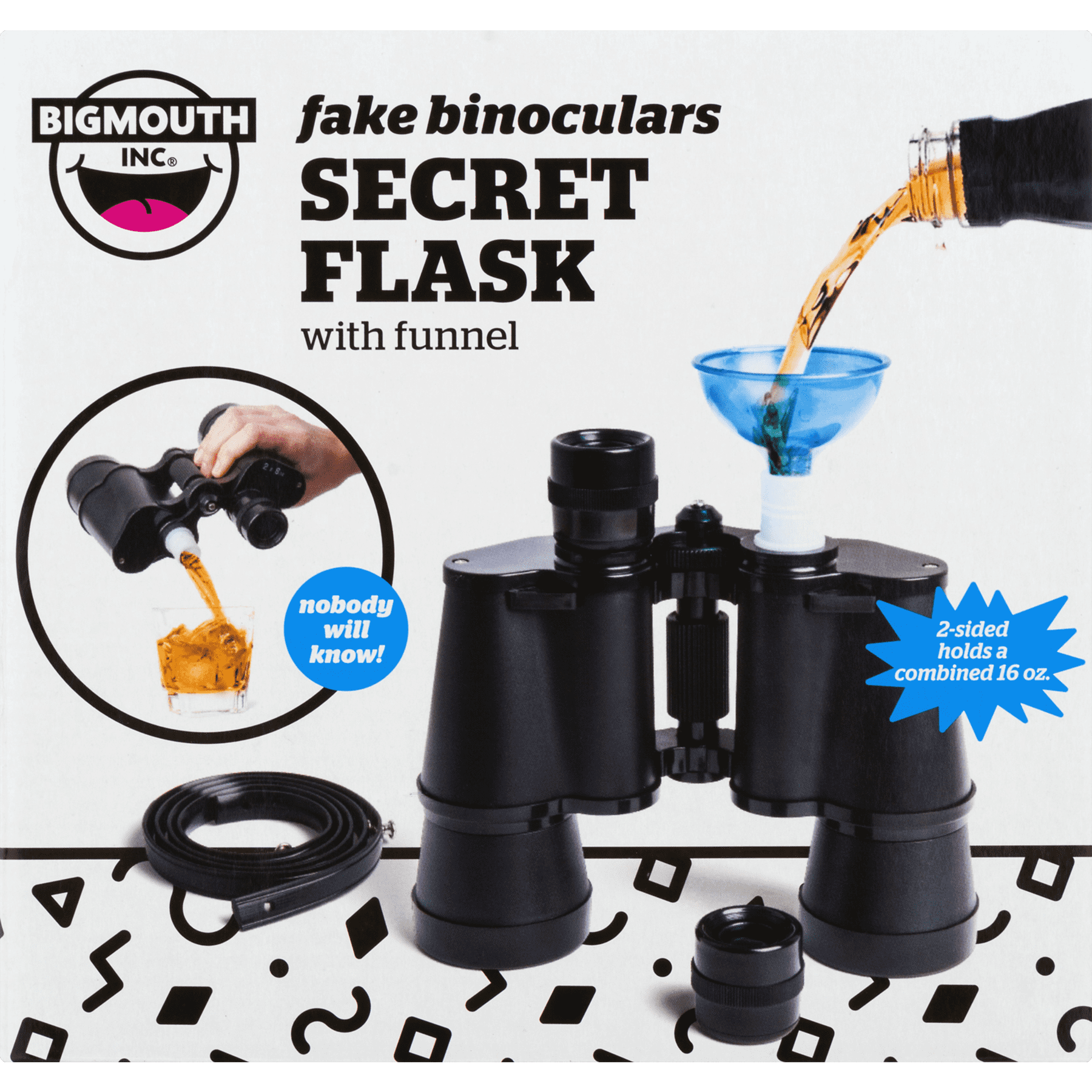 Big Mouth Fake Binoculars Secret Stash Liquor Beverage Flask with Funnel 16 oz 
