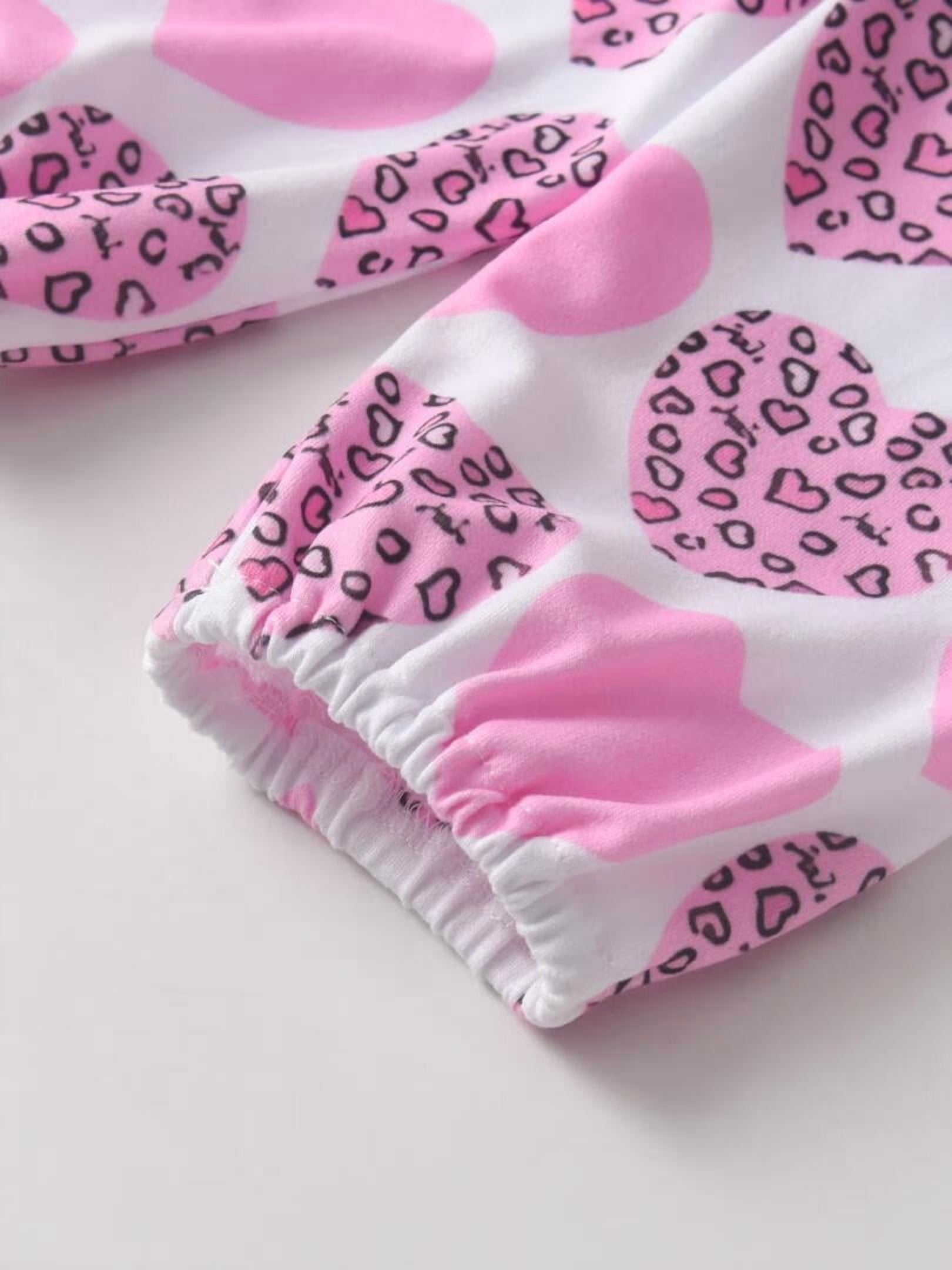 Infant Baby Girl Clothes Letter Long Sleeve Ruffle Romper Floral Print Pants Set 3PCS Pink 0-3 Months