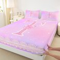 thumbnail image 3 of Manfei Letter T Monogrammed Full Size Sheets,Pink Sparking Print Bed Sheets,Cute Bow Bowtie Sheet Sets For Child,Microfiber Room Decorative,4-Piece, 3 of 7
