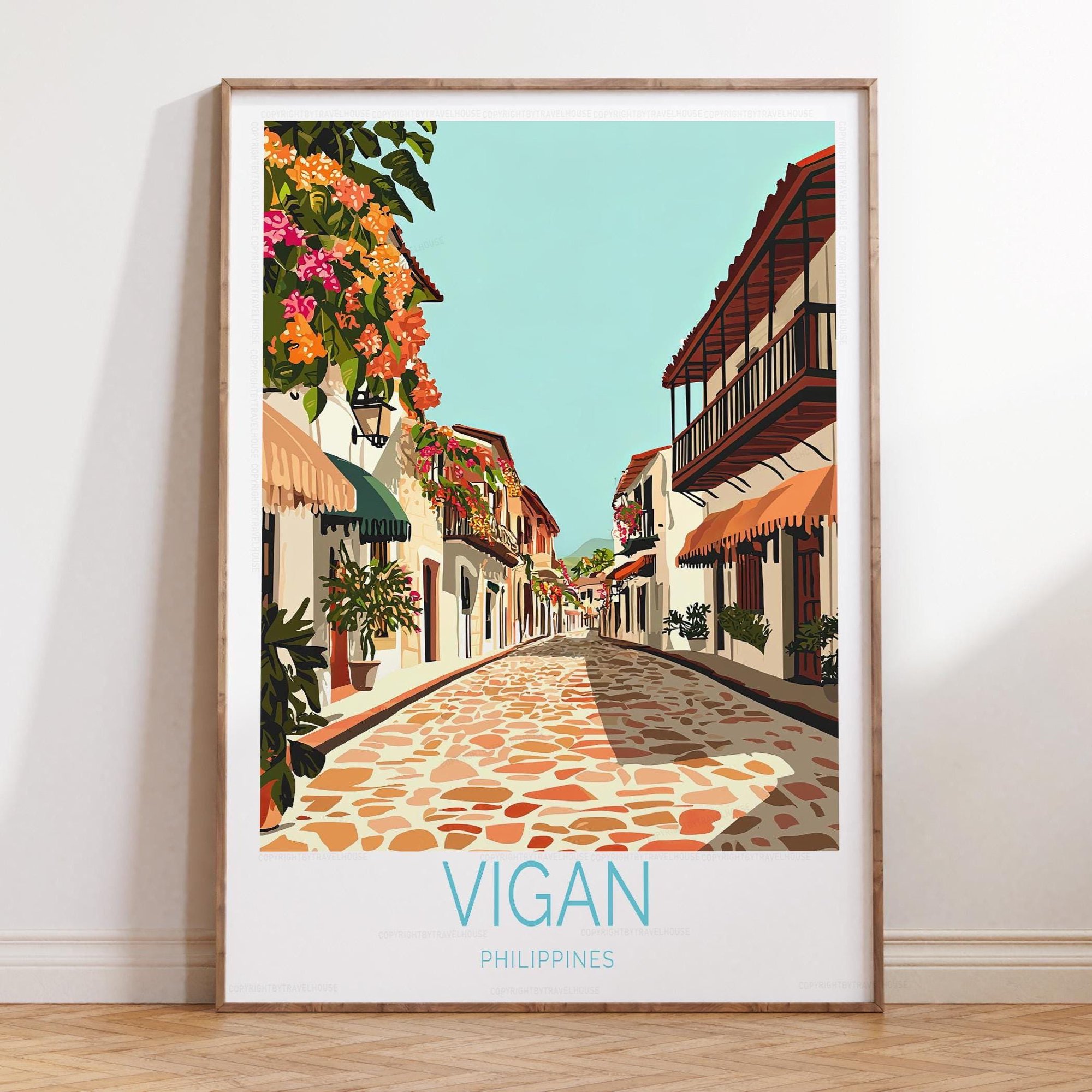 Vigan Philippines Travel Gifts House Warming Decorative Wall Art Poster , Poster Print Only