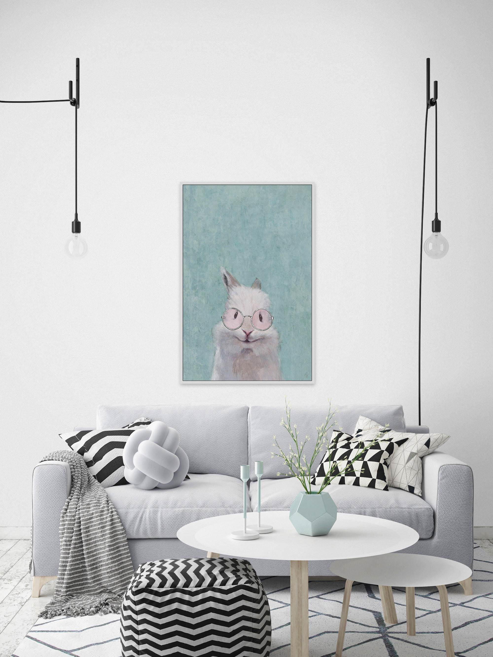 Peeking Pinky Floater Framed Painting Print on Canvas