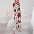 thumbnail image 4 of Junzan Leaves And Anemone Print Womens Pajama Sets,Long Sleeve Button Down For Women Pjs 2 Piece, 4 of 9