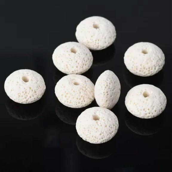 U8MO 10pcs 15x10mm Rondelle Natural Lava Stone Loose Crafts Beads Wholesale lot-White