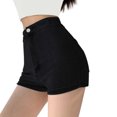 thumbnail image 1 of Pantalones cortos vaqueros de cintura alta para mujer: pantalones cortos veraniegos sexys y estilizantes, poliéster, tallas S-XXL, 1 of 5