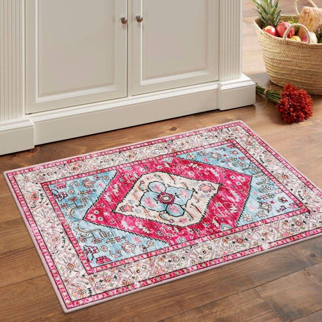 HAHDAXIA Persian Kitchen Rug 2x3 Rug Washable Area Rugs Small Throw Entryway Rug Non-Slip Kitchen Mats for Floor, Indoor Door Mat for Entry, Accent Distressed Rugs for Bedroom Bathroom Office