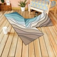 thumbnail image 2 of Kitchen Rugs Set 2 Piece, Ombre Stripes Turquoise Brown Kitchen Mats Rugs Non Skid Washable Anti Fatiguee, Abstract Striped Doormat Carpet for Bedroom/Bathroom/Living Room,17x30in+17x47in, 2 of 6