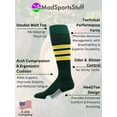 thumbnail image 2 of Dugout 3 Stripe Baseball Socks (Dark Green/Gold/White, X-Large), 2 of 2