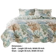 thumbnail image 5 of Benjara Wade 3pc King Size Quilt Set- Sham- Jade Blue Coastal Microfiber Cotton, 5 of 6
