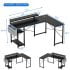 EastVita L Shaped Computer Gaming Desk with Power Outlet & LED Light, 54 Inch Reversible Modern Corner Desk, Study Desk